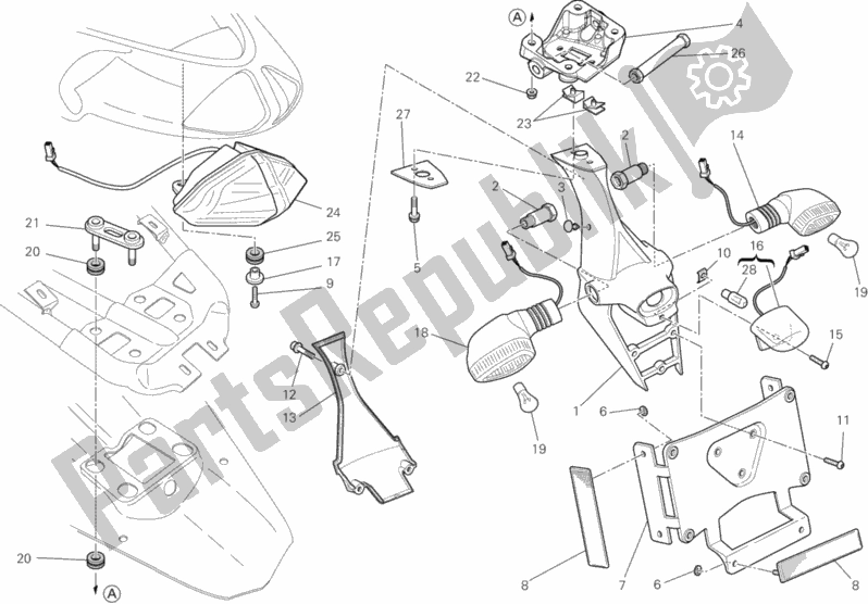 Tutte le parti per il Fanale Posteriore del Ducati Superbike 848 EVO Corse SE USA 2013